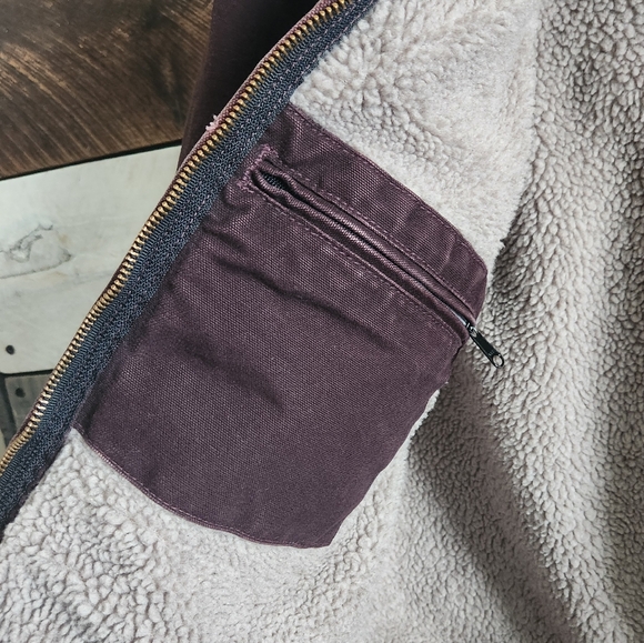 Carhartt Y2K Purple Brown Heavy Hooded Chore Utility Coat RN 14806 Size Small - Picture 9 of 14